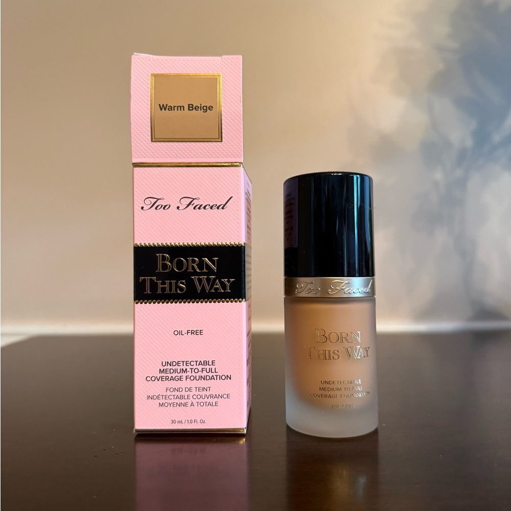 Too Faced Born This Way Oil-free Foundation, WARM BEIGE, 1 fl oz/ 30ml, NIB